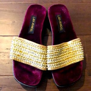 Never worn Lava Mandel slides sandals womens size 7 wine and gold